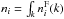 \hbox{$ n_i = \int_k n^{\rm F}_i(k) $}