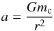 \appendix \setcounter{section}{1} \begin{equation} a=\frac{Gm_{\rm c}}{r^{2}} \end{equation}