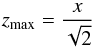 \appendix \setcounter{section}{1} \begin{equation} z_{\mathrm{max}}=\frac{x}{\sqrt{2}} \end{equation}