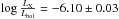 \hbox{$\log{\frac{L_{\rm X}}{L_{\rm bol}}} = -6.10 \pm 0.03$}
