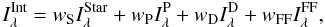 \appendix \setcounter{section}{3} \begin{equation} I^{\rm Int}_\lambda = w_{\rm S}I^{\rm Star}_\lambda + w_{\rm P}I^{\rm P}_\lambda + w_{\rm D}I^{\rm D}_\lambda + w_{\rm FF}I^{\rm FF}_\lambda , \end{equation}