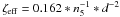 \hbox{$\zeta_{\rm eff}=0.162 * n_5^{-1} * d^{-2}$}