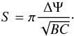 \appendix \setcounter{section}{1} \begin{equation} S=\pi \frac{\Delta \Psi}{\sqrt{BC}}\cdot \label{area} \end{equation}