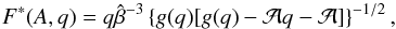\appendix \setcounter{section}{1} \begin{equation} F^{*}(A,q)=q\hat{\beta}^{-3}\left\{g(q)[g(q)-\mathcal{A}q-\mathcal{A}]\right\}^{-1/2}, \label{F_star_appendix} \end{equation}