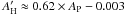 \hbox{$A_{\rm{H}}^\prime\approx0.62\times A_{\rm{P}}-0.003$}