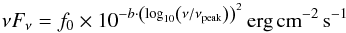 \begin{equation} \nu F_{\nu} = f_0 \times 10^{-b \cdot \left(\log_{10}\left(\nu / \nu_\mathrm{peak}\right)\right)^2}\,\mathrm{erg}\,\mathrm{cm}^{-2}\,\mathrm{s}^{-1}\label{eq:logPL} \end{equation}