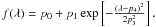 \hbox{$f(\lambda)=p_0+p_1\exp\left[-\frac{(\lambda-p_4)^2}{2p_3^2}\right].$}