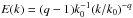 \hbox{$E(k) = (q-1) k_{0}^{-1} (k / k_{0})^{-q}$}