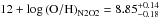 \hbox{$12 + \log {\rm (O/H)}_{\rm{N2O2}} = 8.85_{-0.18}^{+0.14}$}
