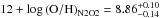 \hbox{$12 + \log{\rm (O/H)}_{\rm{N2O2}} = 8.86_{-0.14}^{+0.10}$}