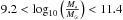 \hbox{$9.2<\log_{10}\left(\frac{M_{*}}{{M_{\sun}}}\right)<11.4$}