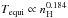 \hbox{$T_{\rm equi} \propto n_{\rm H}^{0.184}$}