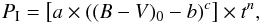 \begin{equation} P_{\rm I} = \left[a \times ((B-V)_{\rm 0} - b)^c\right] \times t^n, \end{equation}
