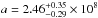 \hbox{$a=2.46^{+0.35}_{-0.29} \times 10^8$}