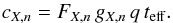 \begin{equation} \label{eq:counts} c_{X,n} = F_{X,n}\,g_{X,n}\,q\,t_{\mathrm{eff}}. \end{equation}