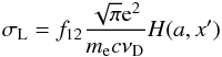 \appendix \setcounter{section}{1} \begin{eqnarray} \sigma_{\rm L} = f_{12} \frac{\sqrt{\pi}{\rm e}^2}{m_{\rm e} c \nu_{\rm D}} H(a,x') \end{eqnarray}