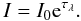 \begin{equation} I=I_0{\rm e}^{\tau_{\lambda}}. \end{equation}