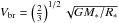 \hbox{$V_{\rm br} =\left( \frac{2}{3} \right)^{1/2} \sqrt{GM_*/R_*}$}