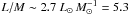 \hbox{$L/M \sim 2.7~L_{\odot}\,M_{\odot}^{-1} = 5.3$}