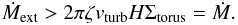 \begin{equation} \dot{M}_{\rm ext} > 2 \pi \zeta v_{\rm turb} H \Sigma_{\rm torus} = \dot{M}. \end{equation}