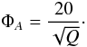 \appendix \setcounter{section}{1} \begin{equation} \Phi_{A}= \frac{20}{\sqrt{Q}}\cdot \label{eq:Aphiaturb} \end{equation}