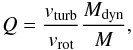\begin{equation} Q=\frac{v_{\rm turb}}{v_{\rm rot}} \frac{M_{\rm dyn}}{M} , \end{equation}