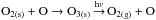 \hbox{$\rm O_{2(s)} + O \rightarrow O_{3(s)} \mathop{\rightarrow}\limits^{h\nu} O_{2(g)} + O$}