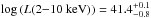 \hbox{$\log\,(L(2{-}10~{\rm keV}))=41.4^{+0.1}_{-0.8}$}