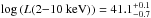 \hbox{$\log\,(L(2{-}10~{\rm keV})) = 41.1^{+0.1}_{-0.7}$}