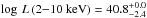 \hbox{$\log \, L\,(2{-}10~{\rm keV}) = 40.8^{+0.0}_{-2.4}$}