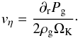 \begin{equation} \label{veta} v_{\eta} = \frac{\partial_{\rm{r}} P_{\rm{g}}}{2 \rho_{\rm{g}} \Omega_{\rm{K}}}\cdot \end{equation}