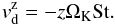 \begin{equation} \label{vsvel2} v_{\rm{d}}^{\rm{z}} = -z \Omega_{\rm{K}} \rm{St}. \end{equation}