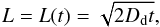 \begin{equation} \label{sigma} L = L(t) = \sqrt{2D_{\rm{d}}t}, \end{equation}