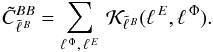 \begin{equation} \tilde{C}_{\tell{B}}^{BB}=\sum_{\ellphi,\, \elle} \, \lensker{B}{E}{\Phi}. \label{eq:ker2dSum} \end{equation}