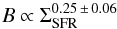\begin{equation} B\propto\Sigma_{\mathrm{SFR}}^{0.25\,\pm\,0.06} \end{equation}