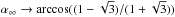 \hbox{$\alpha_{\infty} \rightarrow \arccos((1 - \sqrt{3})/(1+\sqrt{3}))$}