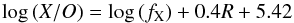 \begin{equation} \log\,(X/O)=\log\,(f_{\rm X})+0.4R+5.42 \end{equation}