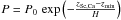 \hbox{$P=P_0 \,\exp \left( - \frac{z_{\rm Sc, Ca}-z_{\rm min}}{H} \right)$}