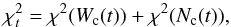 \begin{equation} \chi^{2}_{t}= \chi^{2}(W_{\rm c}(t)) + \chi^{2}(N_{\rm c}(t)) , \label{eq:chi2} \end{equation}
