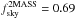 \hbox{$f^{\rm 2MASS}_{\rm sky} = 0.69$}
