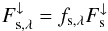\begin{equation} F_{\mathrm{s},\lambda}^\downarrow = f_{\mathrm{s},\lambda} F_{\mathrm{s}}^\downarrow \label{eq:flux_splitup} \end{equation}