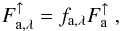 \begin{equation} F_{\mathrm{a},\lambda}^\uparrow = f_{\mathrm{a},\lambda} F_{\mathrm{a}}^\uparrow \ , \label{eq:flux__ir_splitup} \end{equation}