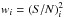 \hbox{$w_i=(S/N)_i^2$}