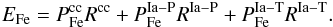 \begin{eqnarray} E_{\rm Fe} = P_{\rm Fe}^{\rm cc}R^{\rm cc} + P_{\rm Fe}^{\rm Ia-P}R^{\rm Ia-P} + P_{\rm Fe}^{\rm Ia-T}R^{\rm Ia-T}. \end{eqnarray}