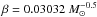 \hbox{$\beta = 0.03032~M_{\odot}^{-0.5}$}
