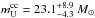 \hbox{$m^{\rm cc}_{\rm U}=23.1^{\rm +8.9}_{\rm -4.3}~M_{\odot}$}