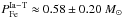 \hbox{$P_{\rm Fe}^{\rm Ia-T} \approx 0.58 \pm 0.20~M_{\odot}$}