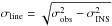 \hbox{$\sigma_{\rm line} = \sqrt{\sigma_{\rm obs}^2 - \sigma_{\rm INS}^2}$}
