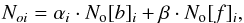 \begin{eqnarray} N_{oi} = \alpha_i\cdot N_{\rm o}[b]_i + \beta\cdot N_{\rm o}[f]_i, \label{weighted_n_o} \end{eqnarray}