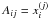 \hbox{$A_{ij}=x^{(j)}_i$}
